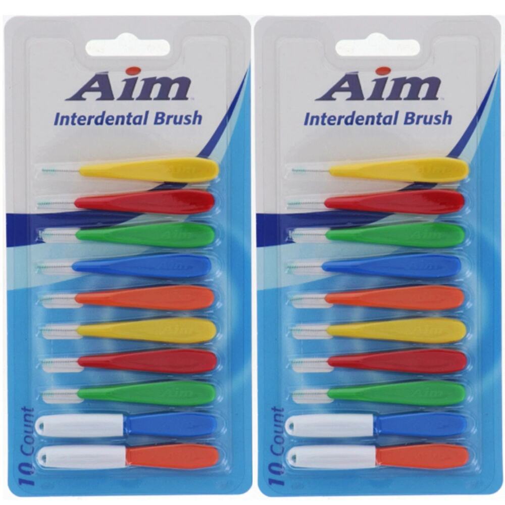 Aim Interdental Brush 10ct Lot of 2 Packs Plaque Remover Teeth Gum Care